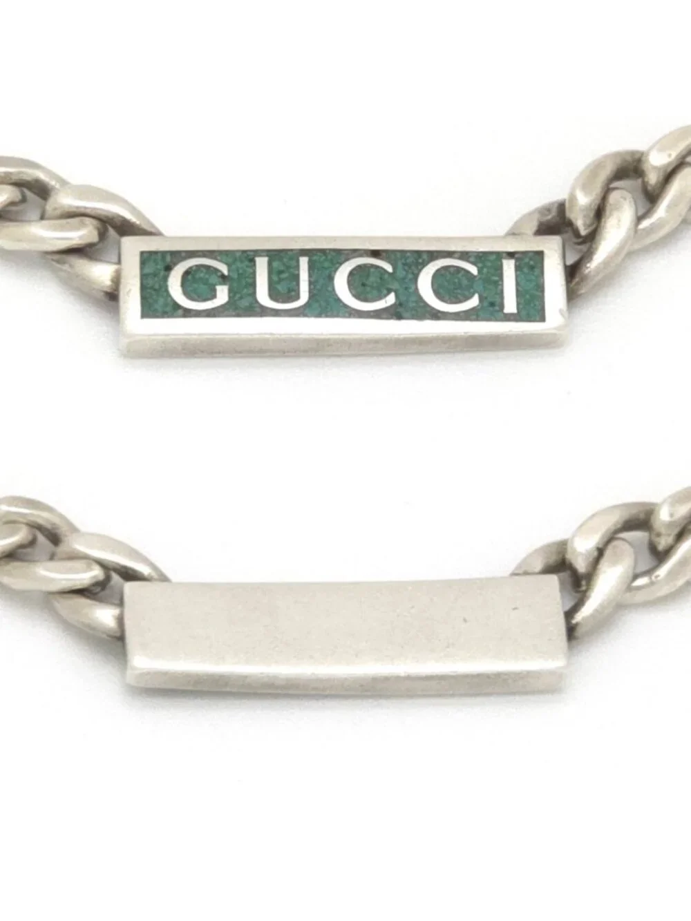 Gucci Logo Enamel Necklace 41.5 45.5 Turquoise Blue Sterling Silver